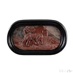 Antiques 21 Bas-relief in antique red with frame, Rome 1640 Scene depicting the Capitoline She-wolf suckling Romulus and Remus; the personification of the Tiber River is visible in the background.