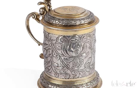 Telearte antiques online – Polish silver tankard with gilt parts Poland, 17th century, probable marks of the city of Jaroslav Telearte antiques online - Polish silver tankard with gilt parts Poland, 17th century, probable marks of the city of Jaroslav
